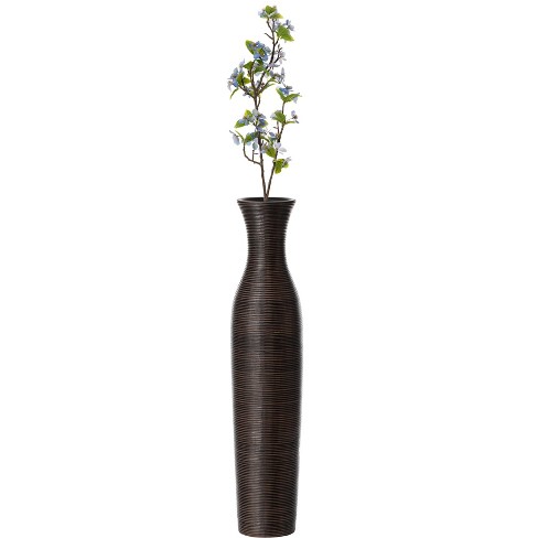 Uniquewise Tall Decorative Modern Ripped Trumpet Design Floor Vase, Brown  27.5 Inch