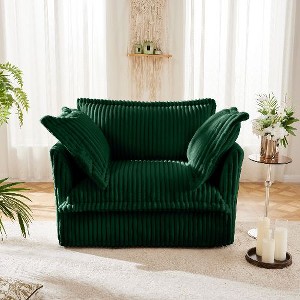 CAVINAS Comfy Single Couch Sofa, Fabric Single Sofa, Slip-covered Armchair with 1 Big Back Cushion and 2 Big Toss Pillows, Single Deep Seat - 1 of 4