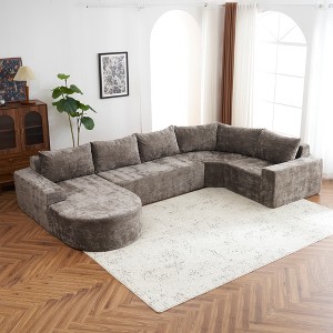 139" Oversized Cloud Chenille Upholstered Modular U-Shaped Sectional Sofa, Free combination - 1 of 4