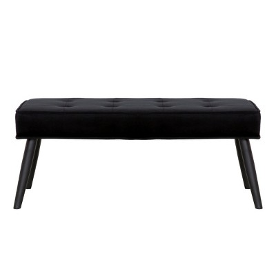 40'' Black Velvet Tufted Bedroom Bench with Solid Wood Legs