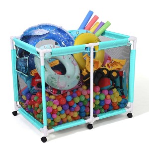Yescom Extra Large Mesh Pool Storage Bin 214 Gallon Noodles Holder Toys Organizer 6 Wheels Rolling Cart - 1 of 4