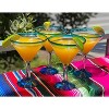 Dos Sueños Mexican Hand Blown  Modern Margarita Glasses - Aqua Rim - 12oz - Set of 4 - 2 of 4