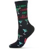 Memoi Women's Candy Canes & Cocktails Holiday Crew Socks Navy 9-11 - 4 of 4