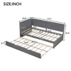 Twin Size Daybed with Trundle/2 Drawers and Rustic Guardrail, Grey/Brown-ModernLuxe - 3 of 4