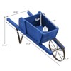 Costway Wooden Wagon Planter Decorative Indoor/Outdoor Rustic Flower Cart with Wheel Blue/Beige/Red - 3 of 4