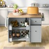 Kitchen Island with Drop Leaf, 53.9" Kitchen Island Cart on Wheels, Rolling Kitchen Cart Table with 2 Drawers for Dining Room Kitchen - 3 of 4