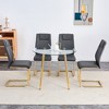 5-Piece Dining Set with Glass Round Table and 4 PU Armless Chairs - 2 of 4