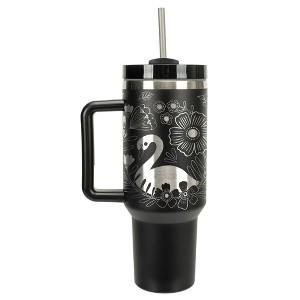 Elanze Designs Regal Swan Bird Flower Garden 40 oz. Stainless Steel, Large Water Bottle Coffee Mug, Spill & Leak Resistant, Thermal Travel Tumbler - 1 of 1