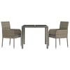vidaXL 3 Piece Patio Dining Set with Cushions Gray Poly Rattan - 3 of 4