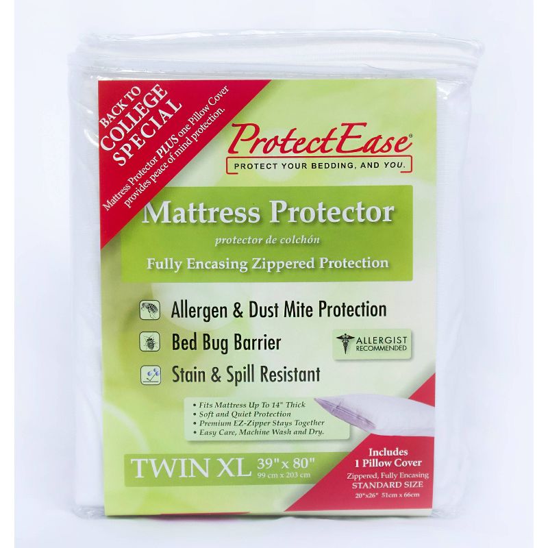 Twin XL Zippered Mattress Protector with Pillow Protector - ProtectEase, 1 of 5