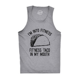 Mens Fitness Taco In My Mouth Tanktop Funny Shirt - Crazy Dog Men's Tank Top - 1 of 4