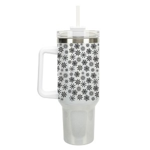 Elanze Designs Falling Snowflakes Winter Snow 40 oz. Stainless Steel, Large Water Bottle Coffee Mug, Spill & Leak Resistant, Thermal Travel Tumbler - 1 of 1