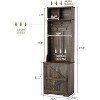 Farmhouse Narrow Coat Rack with Shoe Storage, 23.6" Small Hall Tree with Bench, 5 Hooks, 2 Cubbies & 1 Barn Door Cabinet for Entryway, Living room - 2 of 4