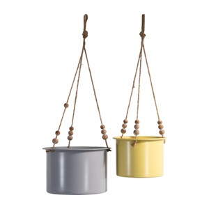 Set of 2 Hanging Planters with Wood Bead Details - Foreside Home & Garden - 1 of 4