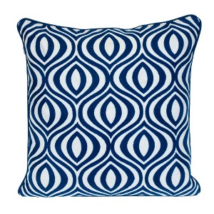 HomeRoots 20" X 20" Blue Geometric Cotton Zippered Pillow - 1 of 4