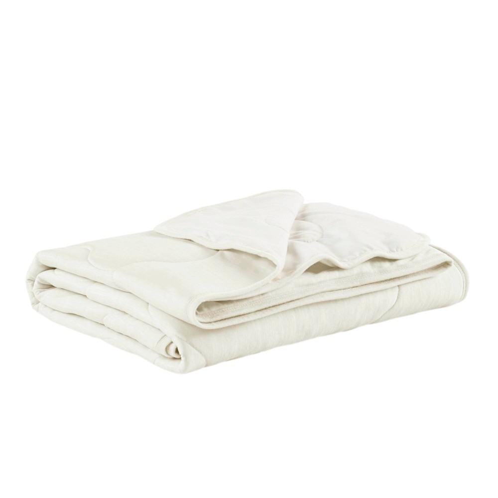 Photos - Duvet Sharper Image Cooling Touch Throw Ivory: Knitted Nylon & Polyethylene, Lightweight, OEKO-TEX Certified