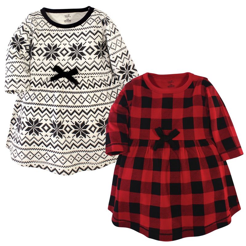 Touched by Nature Baby and Toddler Girl Organic Cotton Long-Sleeve Dresses 2pk, Buffalo Plaid, 1 of 5