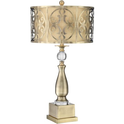 Possini Euro Design Doris Brass Finish Metal Candlestick Table Lamp with Dimmer with USB Port