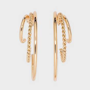 Gold Triple Illusion Hoop Earrings - A New Day™ Gold