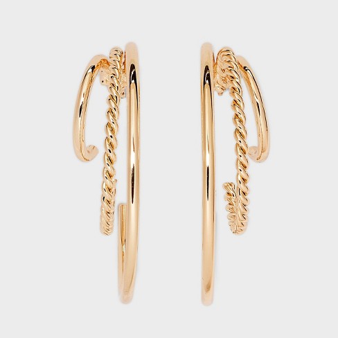 Gold Triple Illusion Hoop Earrings - A New Day™ Gold : Target