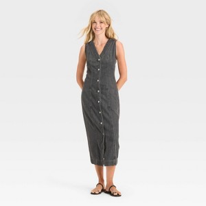 Women's Denim Button-Down Ankle Dress - Universal Thread™ - 1 of 3
