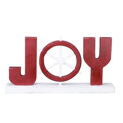 Beachcombers Joy Word Figure-Red Coastal Beach House Decor Decoration