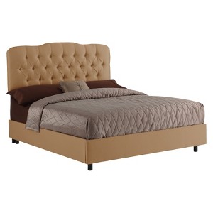 Queen Seville Faux Silk Upholstered Bed Shantung Khaki - Skyline Furniture, Shantung Green