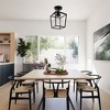 DORESshop 7 in. 1-Light Black Semi Flush Mount Ceiling Light,Farmhouse Retro Cage Kitchen Lighting Fixtures with Glass Shade - 4 of 4