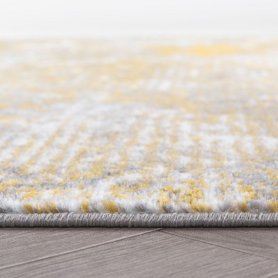 Yellow and Gray Abstract Synthetic 5' x 7' Area Rug