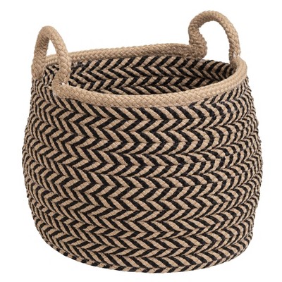 Colonial Mills Prevé Basket - Taupe & Black 18"x18"x17" 100% Polypropylene Round