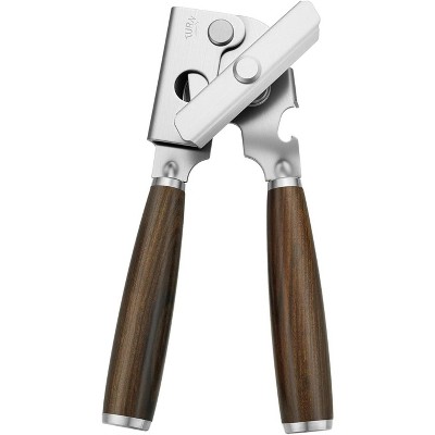 Manual Can Opener with Solid Wood Handle, Sharp Smooth Edge Blade