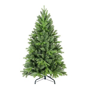 Flocked Christmas Tree with PE/PVC Mixed Branches, Warm White LED Lights, Fireproof Material, Hinged Foldable Design with Sturdy Base - 1 of 4