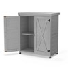 LOVMOR Potting Bench with Storage Cabinet and Metal Table Top for Outdoor Patio - 3 of 4