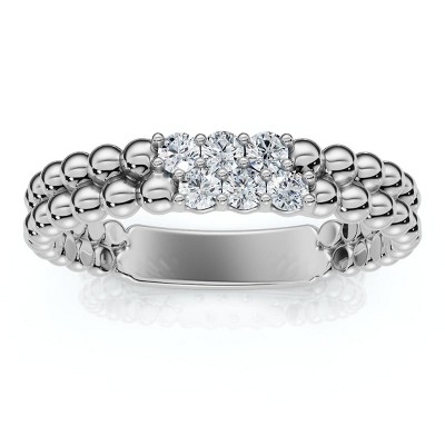 Pompeii3 Two Row Beaded Diamond Stackable Ring 14k Gold or Platinum Lab Created