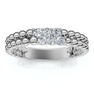 Pompeii3 Two Row Beaded Diamond Stackable Ring 14k Gold or Platinum Lab Created - 1 of 4