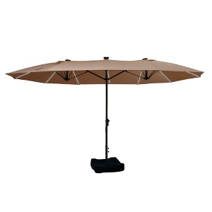 Clihome 15Ft Double-Sided No-Tilt Large Outdoor Patio Umbrella With Lights And Base - 1 of 4