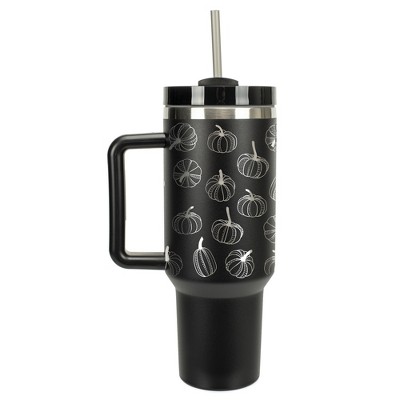 Elanze Designs Fall Pumpkin Autumn Season 40 oz. Stainless Steel, Large Water Bottle Coffee Mug, Spill & Leak Resistant, Thermal Travel Tumbler with