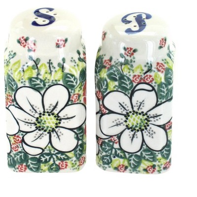 Blue Rose Polish Pottery Rose Garden Salt & Pepper Shakers