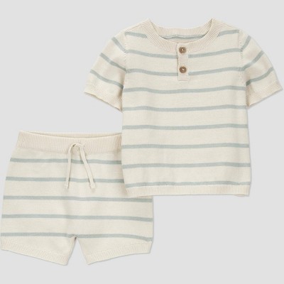 Carter's Just One You®️ Baby Boys' Striped Short Sleeve Top & Bottom Set - Green