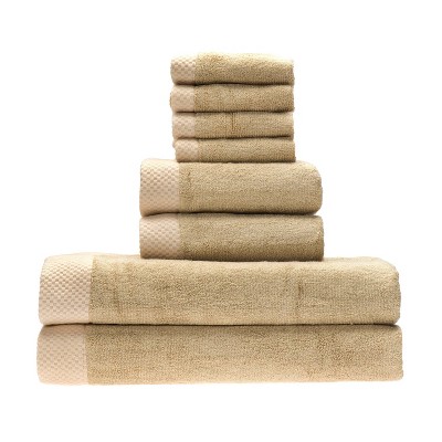 8pc Rayon from Bamboo Luxury Bath Towel Set Beige - BedVoyage