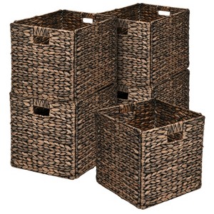 happimess Bryce Classic Farmhouse Handwoven Hyacinth Collapsible Storage Cube Baskets with Handles - 1 of 4