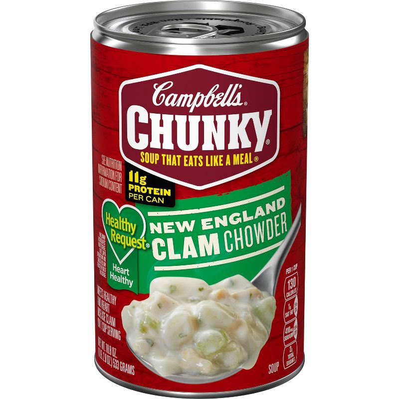 Campbell&#39;s Chunky Healthy Request New England Clam Chowder Soup - 18.8oz, 1 of 16