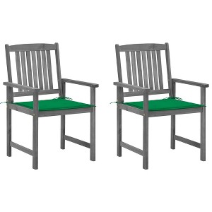 vidaXL Patio Chairs with Cushions 2 pcs Gray Solid Acacia Wood - 1 of 4