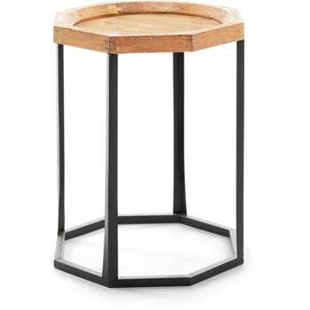 Grayson Wood and Metal Side Table Natural - Finch