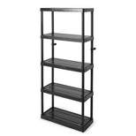 Gracious Living Multipurpose 5 Shelf Fixed Height Ventilated Medium Duty Storage Unit for Indoor Outdoor Home or Garage Organization, Black