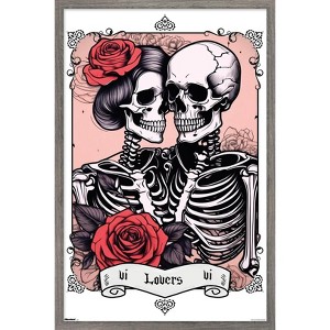 Trends International Tabz Jones - Skull and Roses Tarot Lovers Framed Wall Poster Prints - 1 of 4