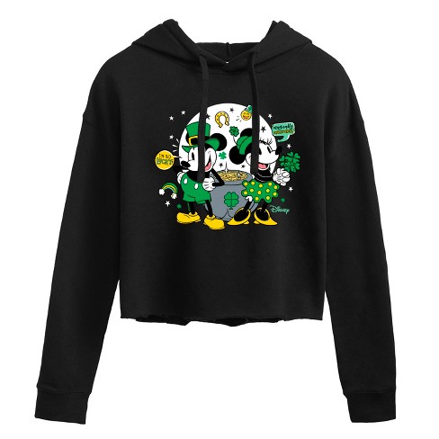 Women's - Disney - Mickey And Minnie Pot Of Gold Cropped Graphic Hoodie - image 1 of 3