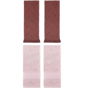 REGALWOVEN 4 Pcs Bathroom Decorative Cotton Soft Absorbent Sold Striped Hand Towel - 1 of 4