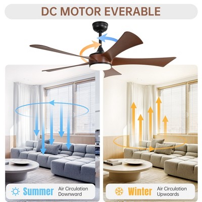 52 Inch Ceiling Fans with Lights and Remote Modern Ceiling Fan ETL Listed 3 Downrods 5 Blades 6 Speeds Reversible Quiet DC Motor Indoor Outdoor Fans