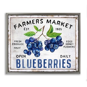 Stupell Industries Farmers Market Blueberries Black Framed Floater Canvas Wall Art - 1 of 4